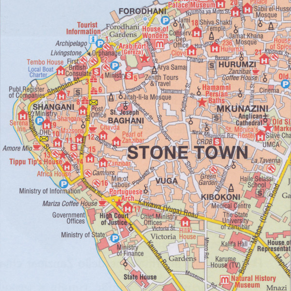 stone town ZANZIBAR touristique map
